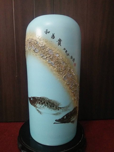 趙國學瓷器花瓶作品《和為貴》