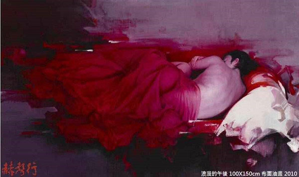 《浪漫的午後》台灣藝術家梁君午西洋油畫作品