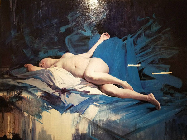 《藍色的合奏》台灣藝術家梁君午西洋油畫作品